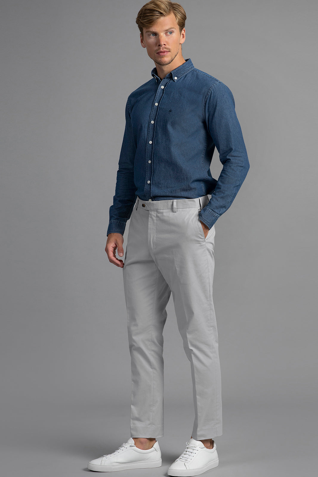 Bruno Cotton Stretch Chino - French Grey