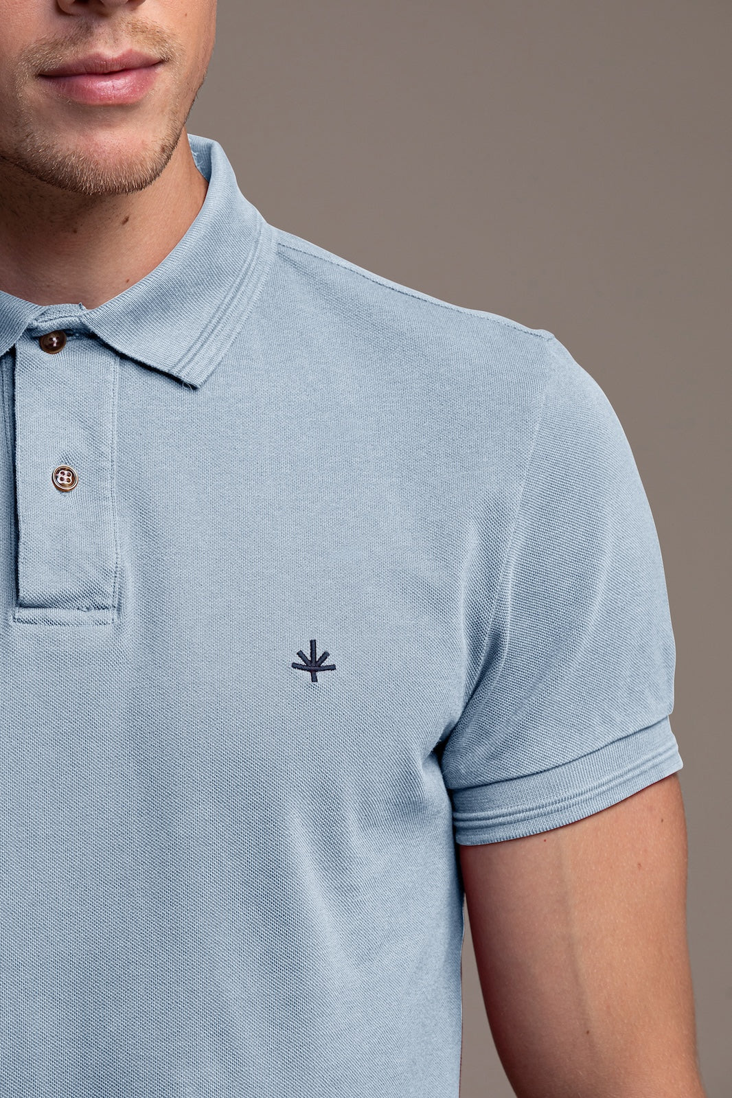 Ugo Cotton Pique Polo in Blue Ciel