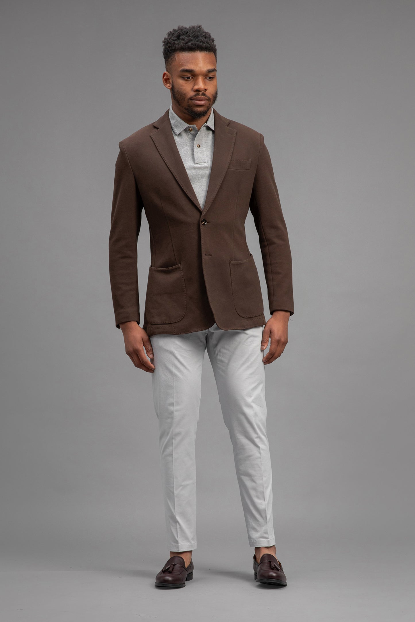 Antibes - Brown Cotton Stretch Blazer