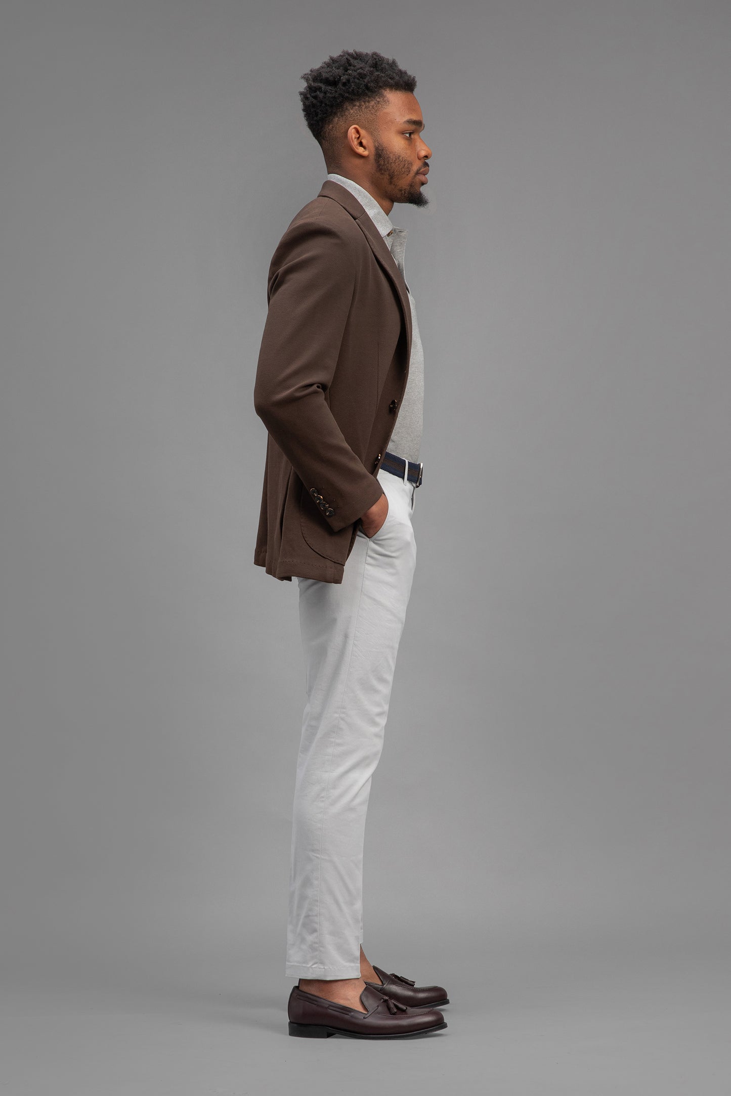 Antibes - Brown Cotton Stretch Blazer