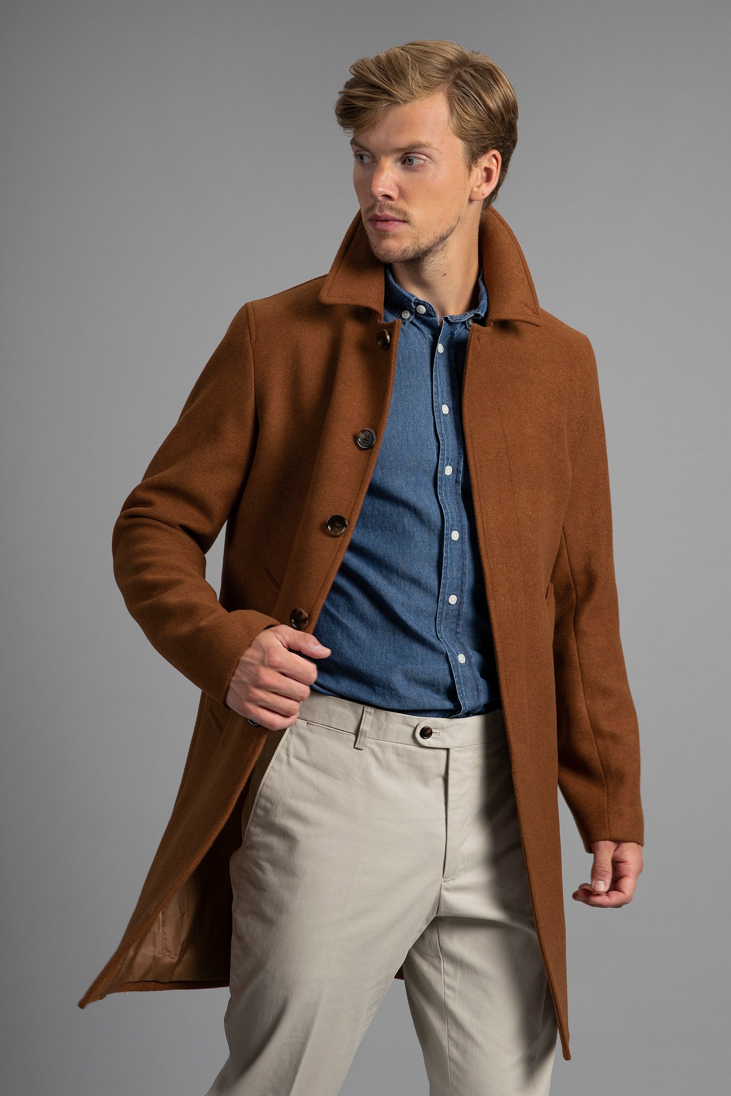 Cognac single breasted Coat