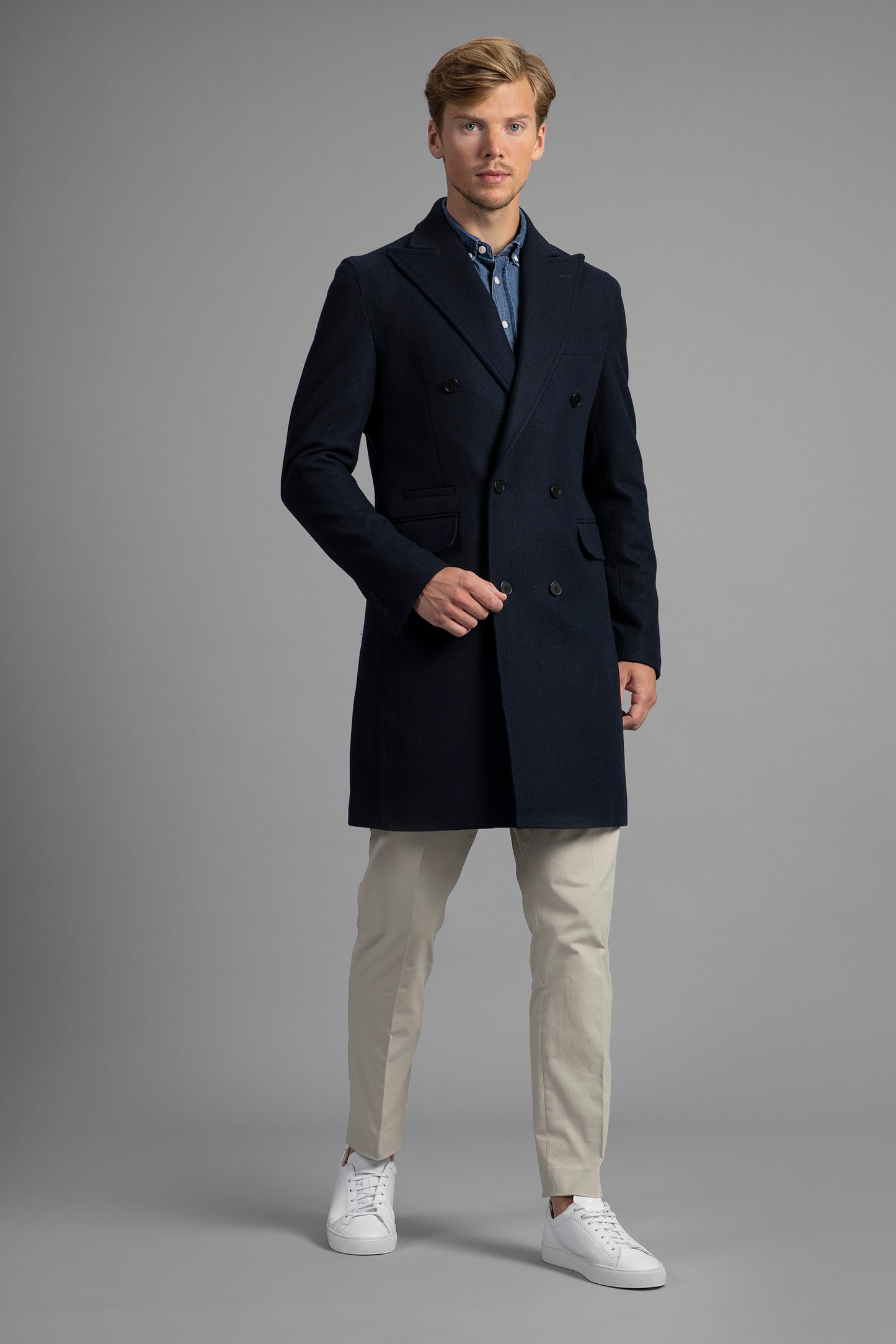 Navy Blue Double Breasted Coat