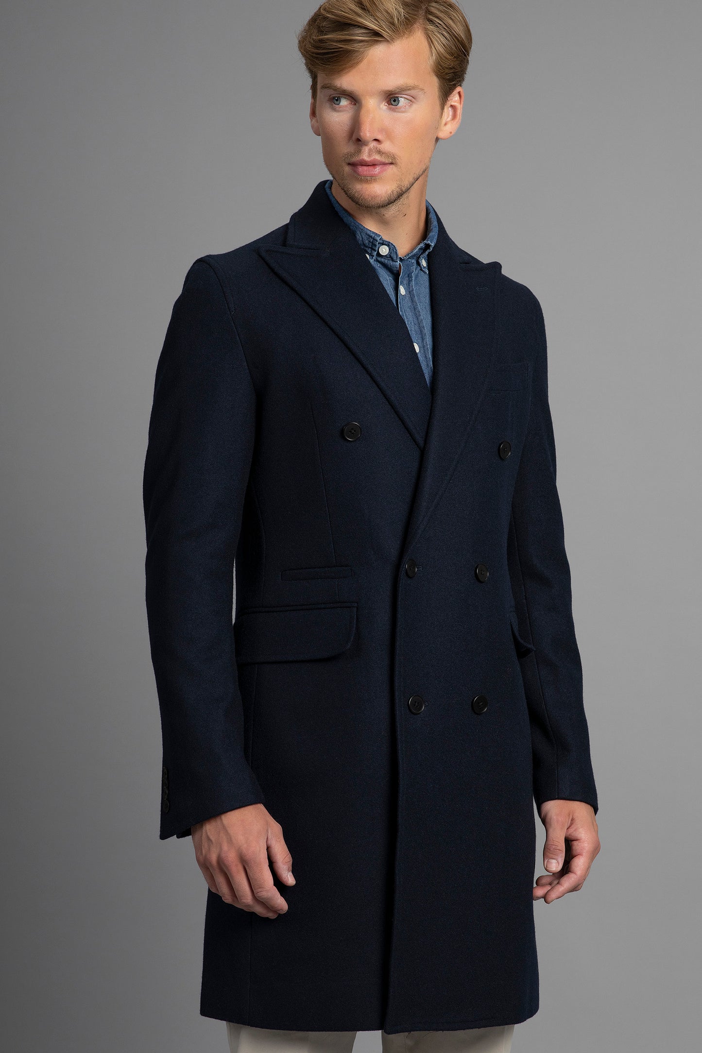 Navy Blue Double Breasted Coat