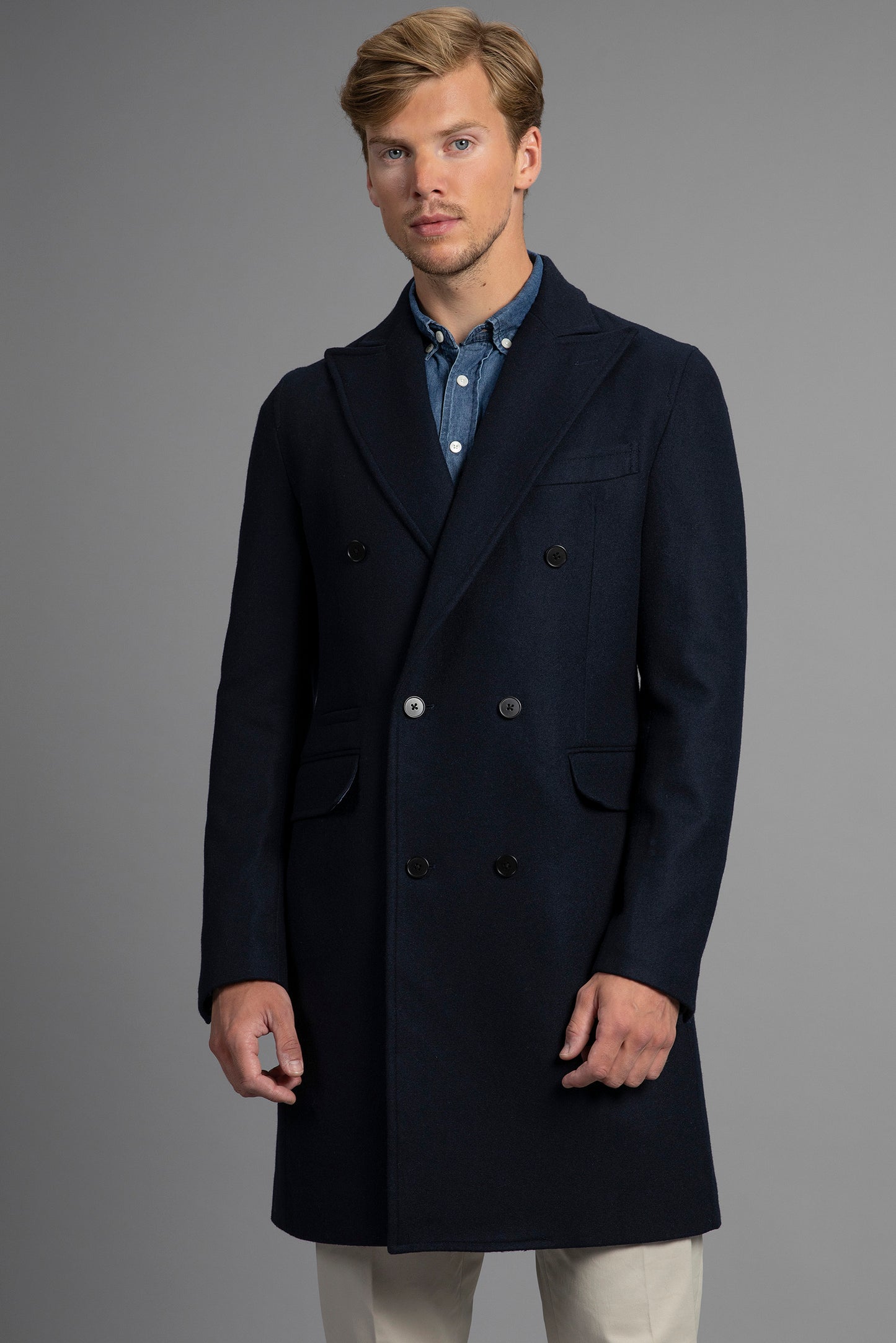 Navy Blue Double Breasted Coat