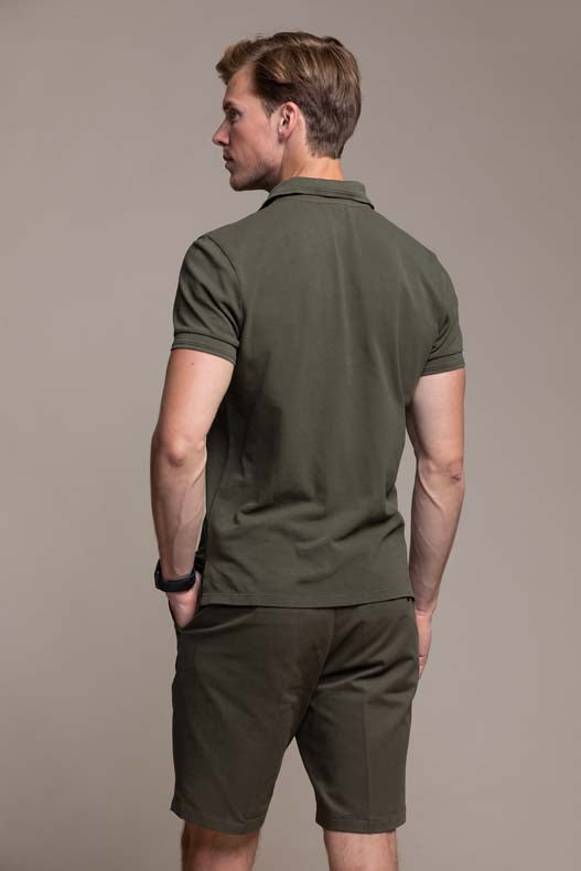 Ugo Cotton Pique Polo in Khaki Green