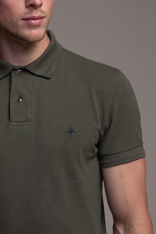 Ugo Cotton Pique Polo in Khaki Green