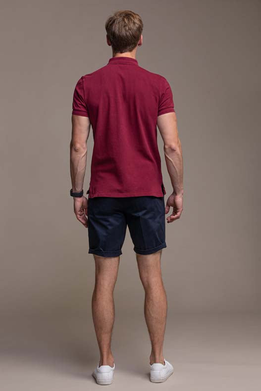 Ugo Cotton Pique Polo in Bordeaux Rouge