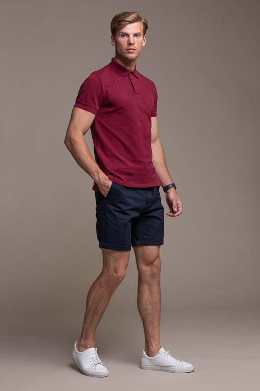 Ugo Cotton Pique Polo in Bordeaux Rouge