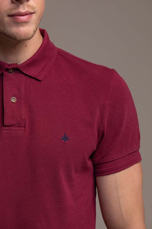 Ugo Cotton Pique Polo in Bordeaux Rouge