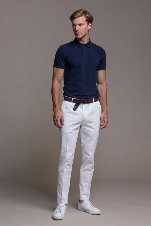 Ugo Cotton Pique Polo in Navy Blue