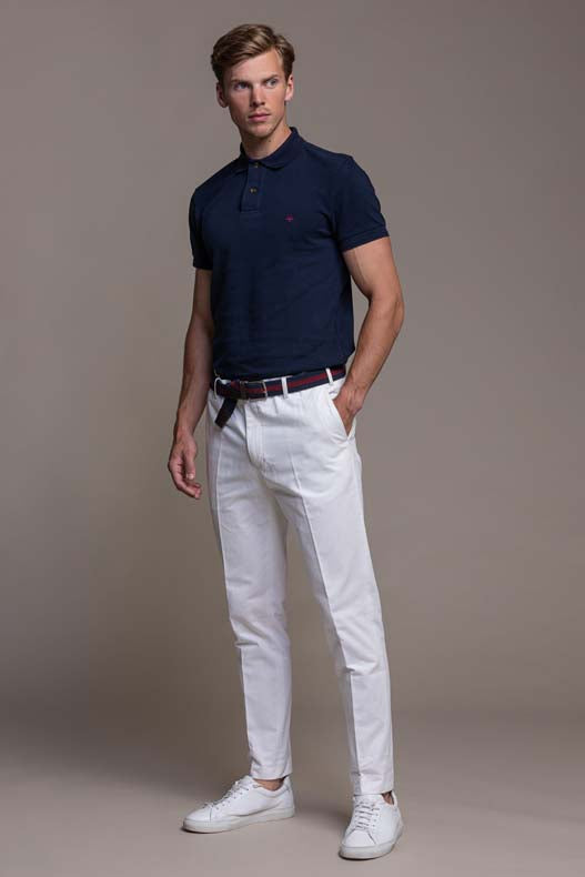 Ugo Cotton Pique Polo in Navy Blue