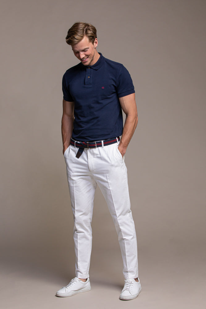 Ugo Cotton Pique Polo in Navy Blue