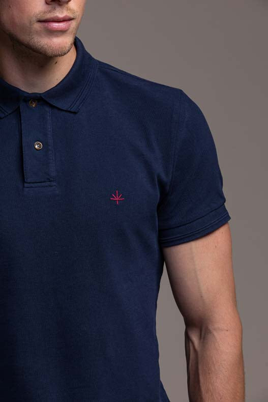 Ugo Cotton Pique Polo in Navy Blue