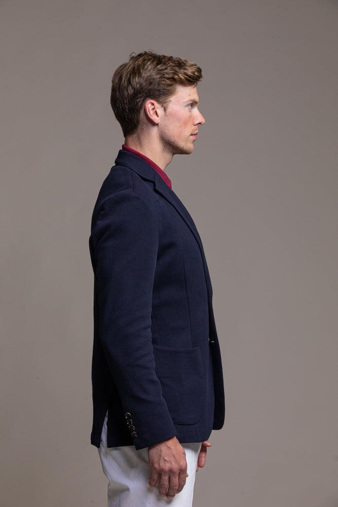 Antibes - Navy Blue Cotton Stretch Blazer