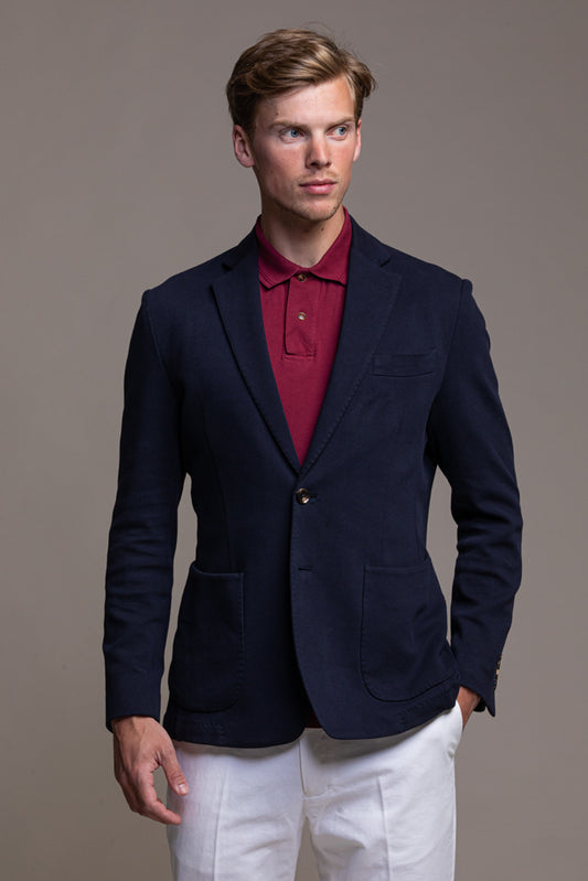 Antibes - Navy Blue Cotton Stretch Blazer