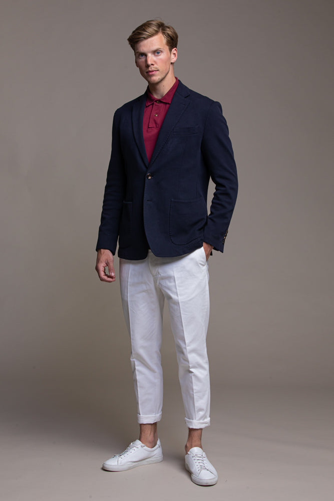 Antibes - Navy Blue Cotton Stretch Blazer